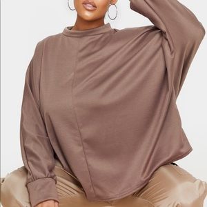 PrettyLittleThing Mocha High Neck Top Size Large